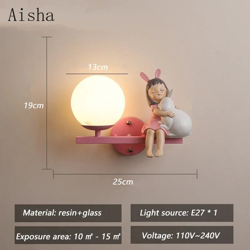 Afralia™ Children's Room Bedside Lamp: Creative Cartoon Eye Protection Led Wall Art Sconce