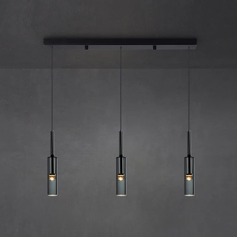 Afralia™ Minimalist Black Glass Chandelier: Luxury Dining Room Pendant Light Fixture
