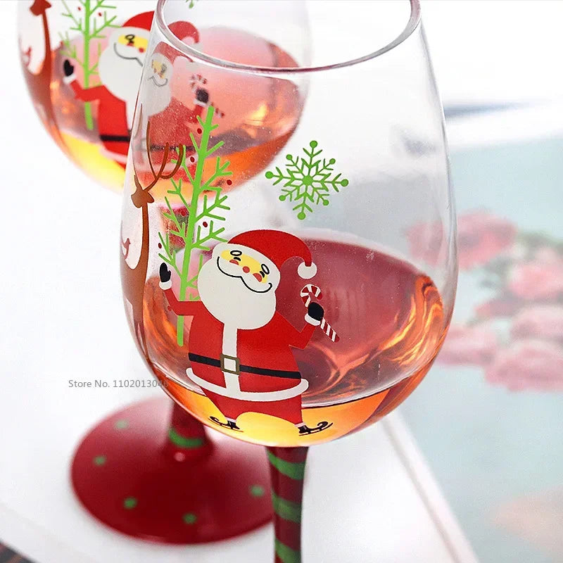 Afralia™ Christmas Glass Goblet Set: Festive Cocktail Drinkware for Decoration and Gifting