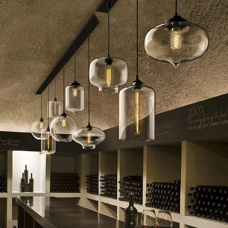 Afralia™ Glass Pendant Chandelier E27 Ceiling Light for Living Dining Kitchen Bedroom