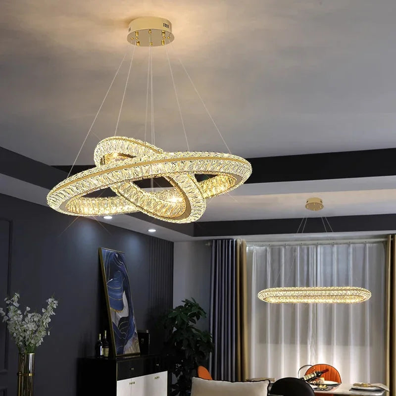 Afralia™ Modern Crystal Chandelier LED Pendant Lamp for Elegant Home Decor