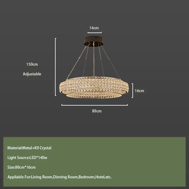 Afralia™ Modern Round Crystal LED Ceiling Lamp for Luxurious Living Room Lighting
