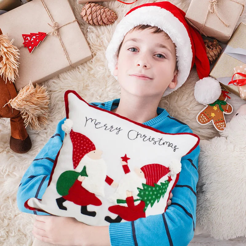 Afralia™ Snowflake Christmas Pillow Covers 45x45 Red White Cushion Home Decor Sofa