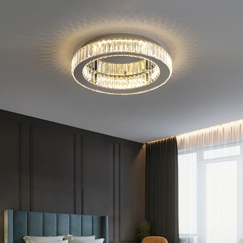 Afralia™ Crystal Round Ceiling Lamp for Modern Minimalist Indoor Lighting décor
