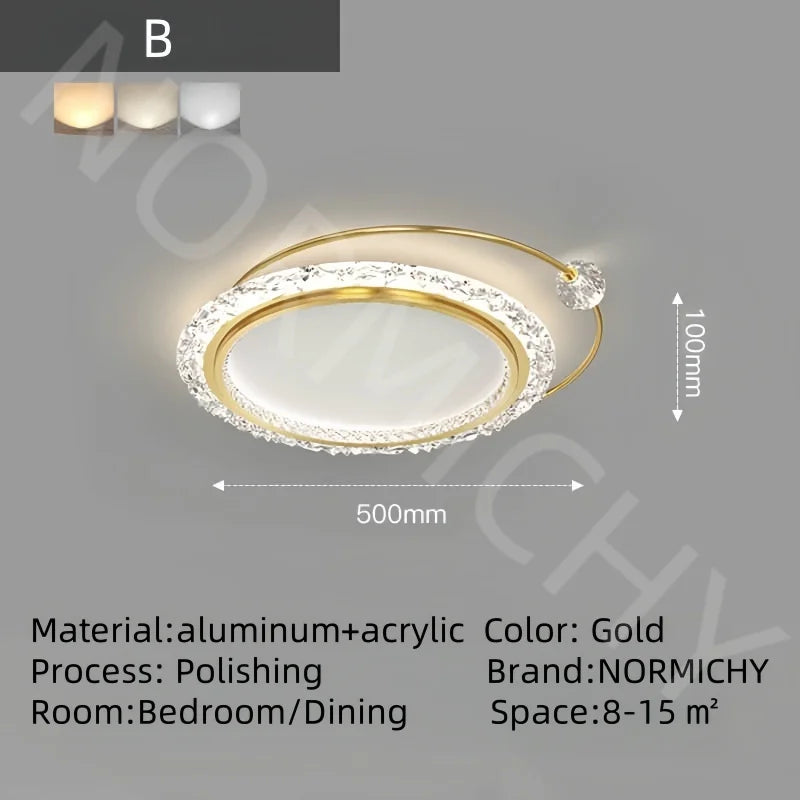 Afralia™ Minimalist Acrylic LED Ceiling Lamp, Gold Chandeliers for Modern Home Decor
