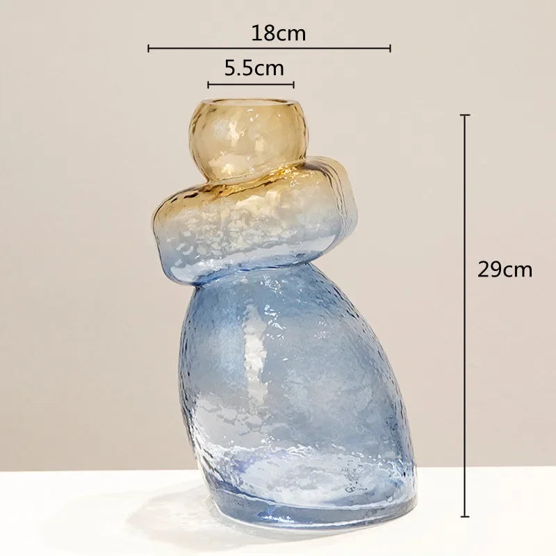 Afralia™ Gourd Shape Gradient Glass Vase Irregular Rockery Terrarium Home Decoration