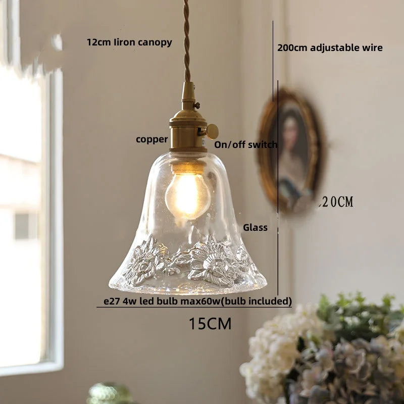 Afralia™ Flower Glass LED Pendant: Japan Style Hanging Light Fixtures