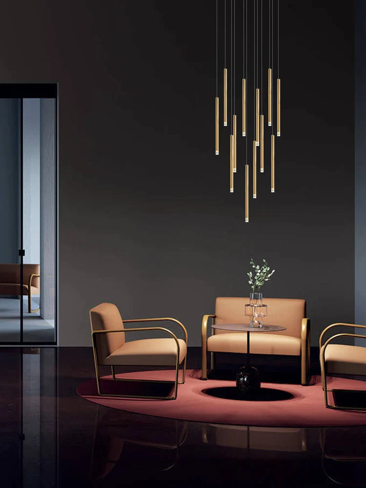 Afralia™ Copper Cylinder Chandelier: Modern Nordic Kitchen Staircase Pendant