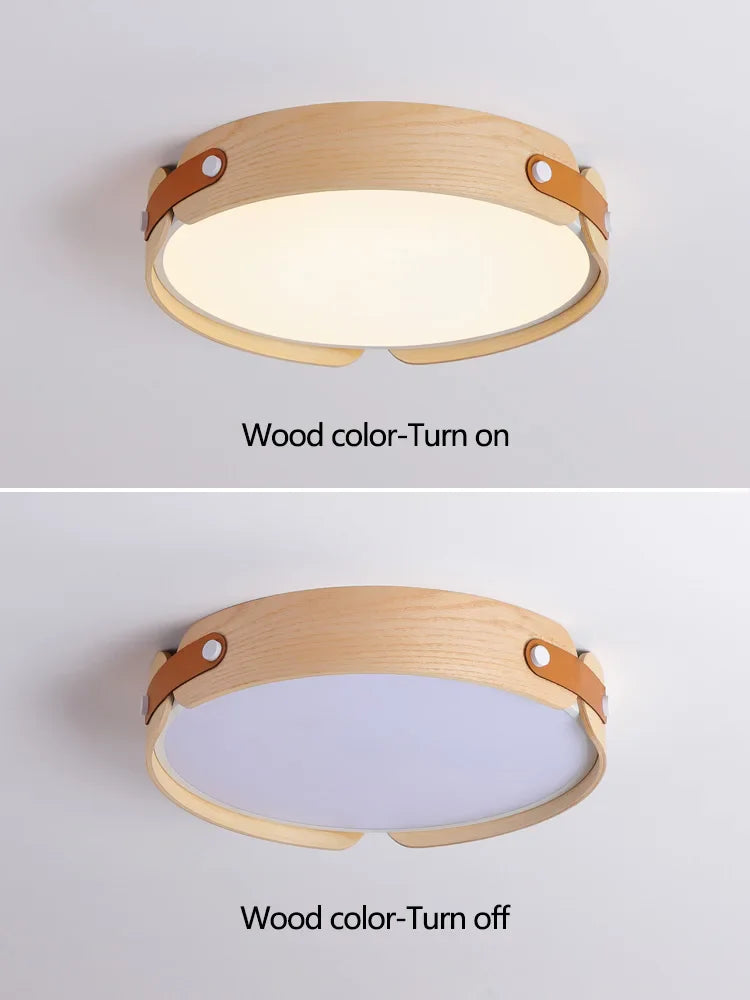 Walnut Round Ceiling Lamp by Afralia™ - Modern Japanese Nordic Bedroom Dining Room Lighting