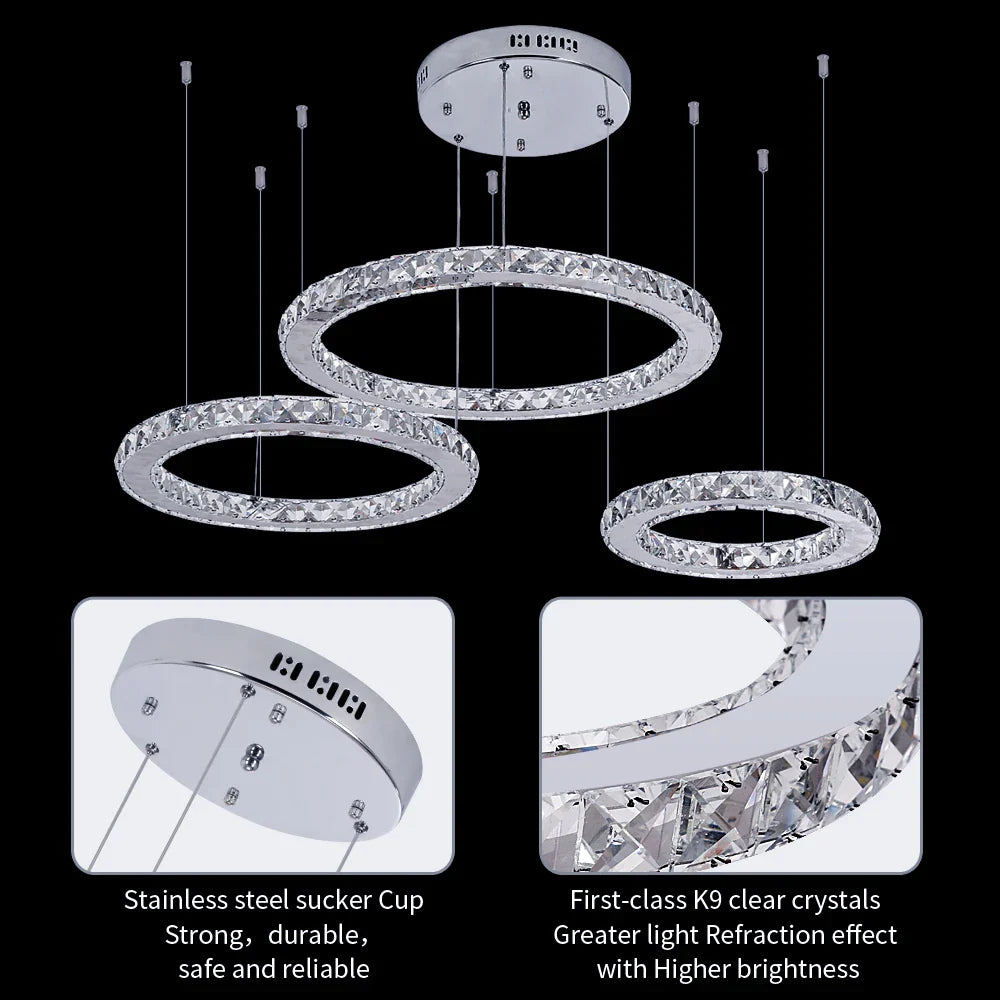 Afralia™ Crystal LED Ring Chandelier for Luxe Living Spaces