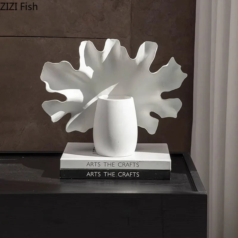 Afralia™ White Ceramic Vase with Artificial Flowers for Desk & Room Decor