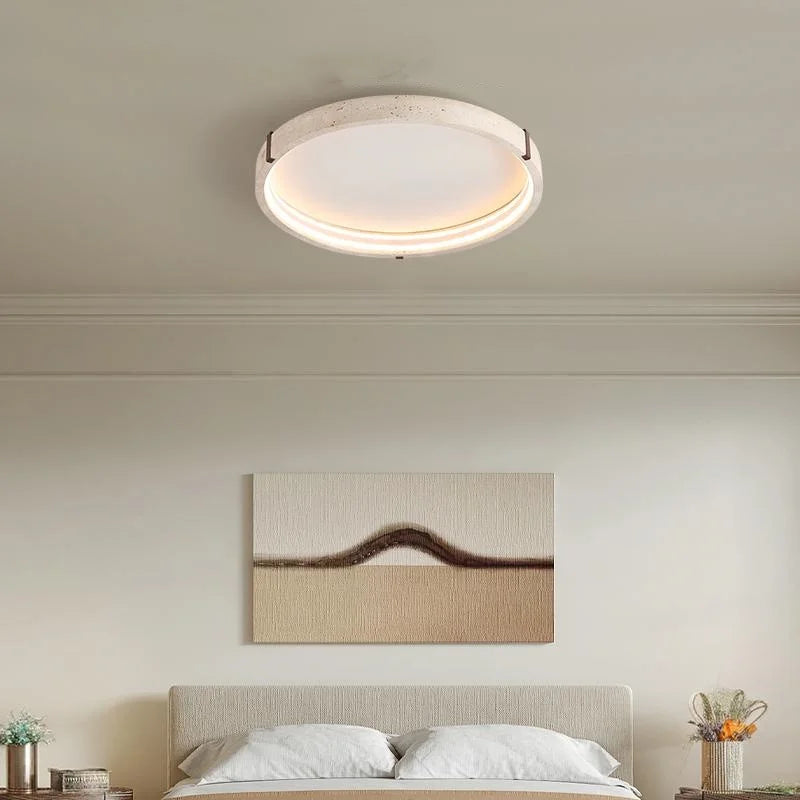 Afralia™ Wabi Sabi LED Ceiling Lamp Yellow Travertine Stone Hanging Lights