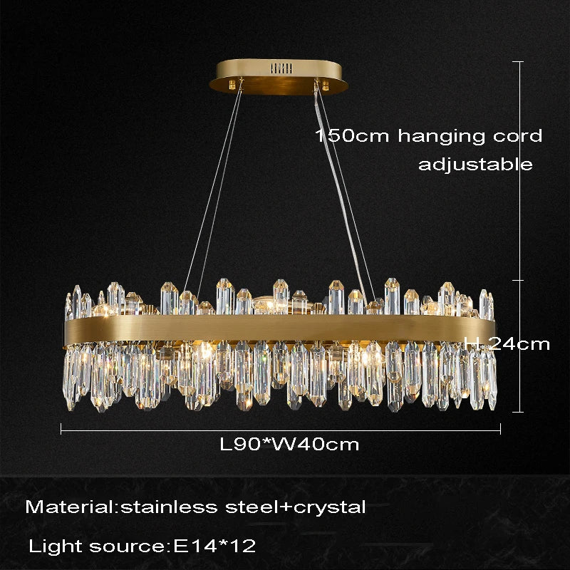Afralia™ Crystal Chandelier LED Dining Room Light Gold Lustres