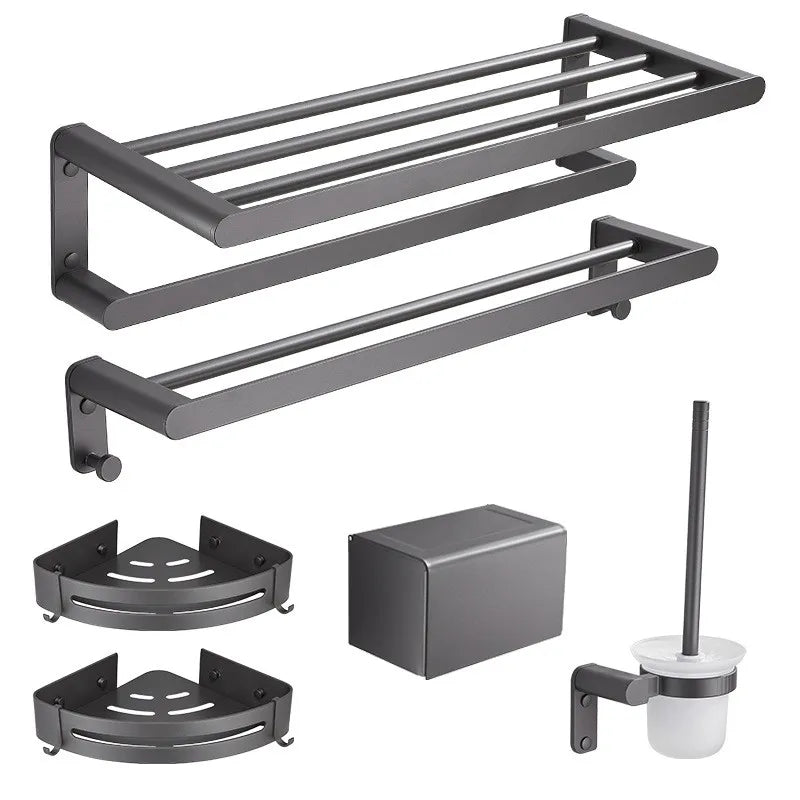 Afralia™ Bathroom Hardware Set: Towel Rack, Shelf, Paper Holder, Towel Holder, Toilet Brush Holder