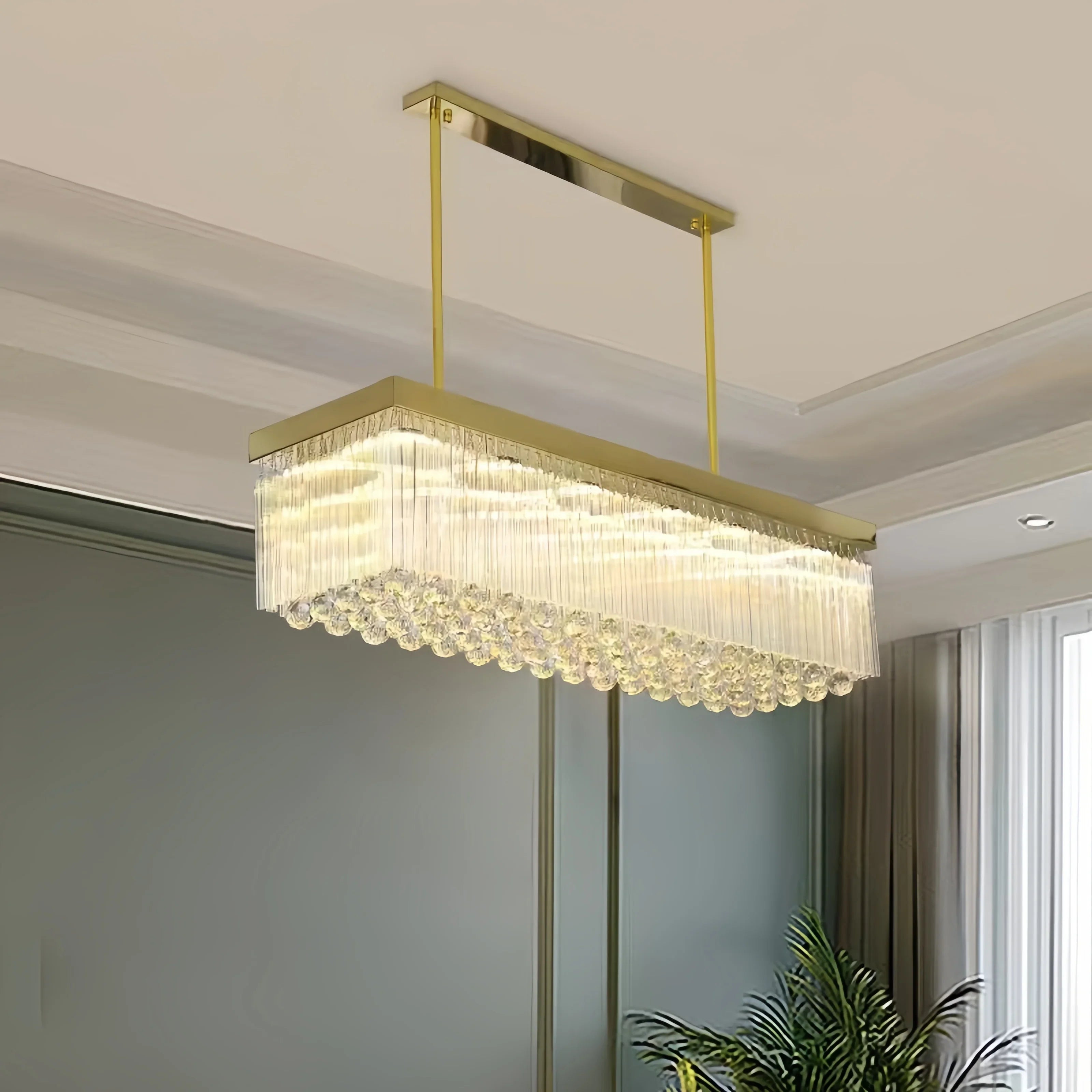 Afralia™ Luxe K9 Crystal Dining Room Pendant Light - Elegant & Atmospheric Crystal Ceiling Pendant