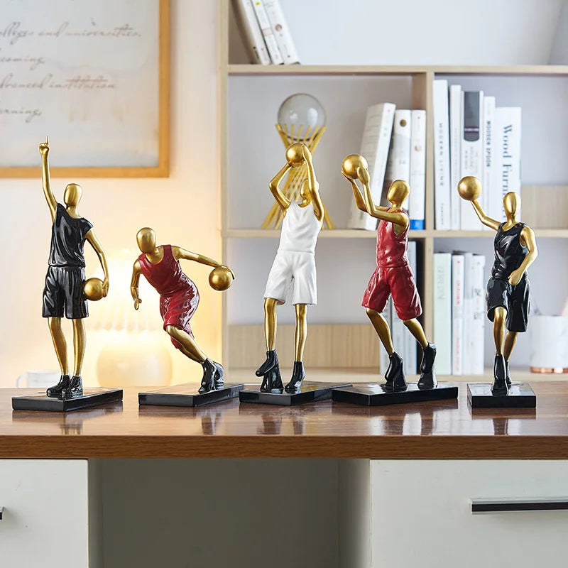 Afralia™ Resin Basketball Character Figurines, Modern Home Ornament Decor, Room Gift, Desk Accents