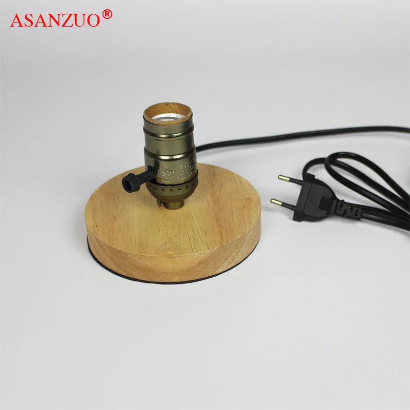 Afralia™ Vintage American Country Retro Style Wooden Table Lamp with E27 Base