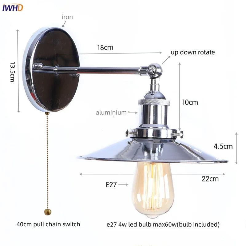 Afralia™ Vintage Plug In LED Wall Light Industrial Lamp Home Hotel Bathroom Mirror