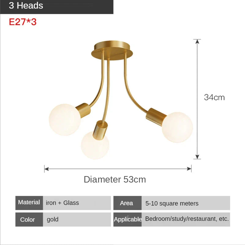 Afralia™ Postmodern Glass Ball Ceiling Lamp Luxury Nordic Interior Dining Room Lighting