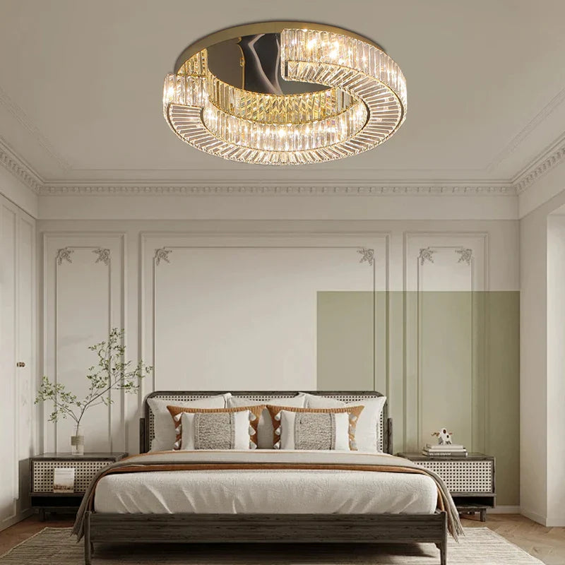 Afralia™ Luxury Crystal Ceiling Lamp: Modern Room Decor, Elegant LED Lighting for Living Room & Bedroom