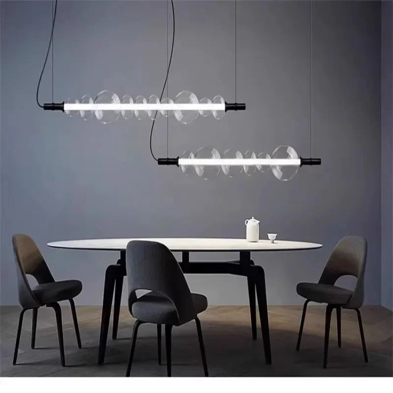 Afralia™ Modern Glass Strip LED Pendant Light for Living Room Bedroom Chandelier Fixture