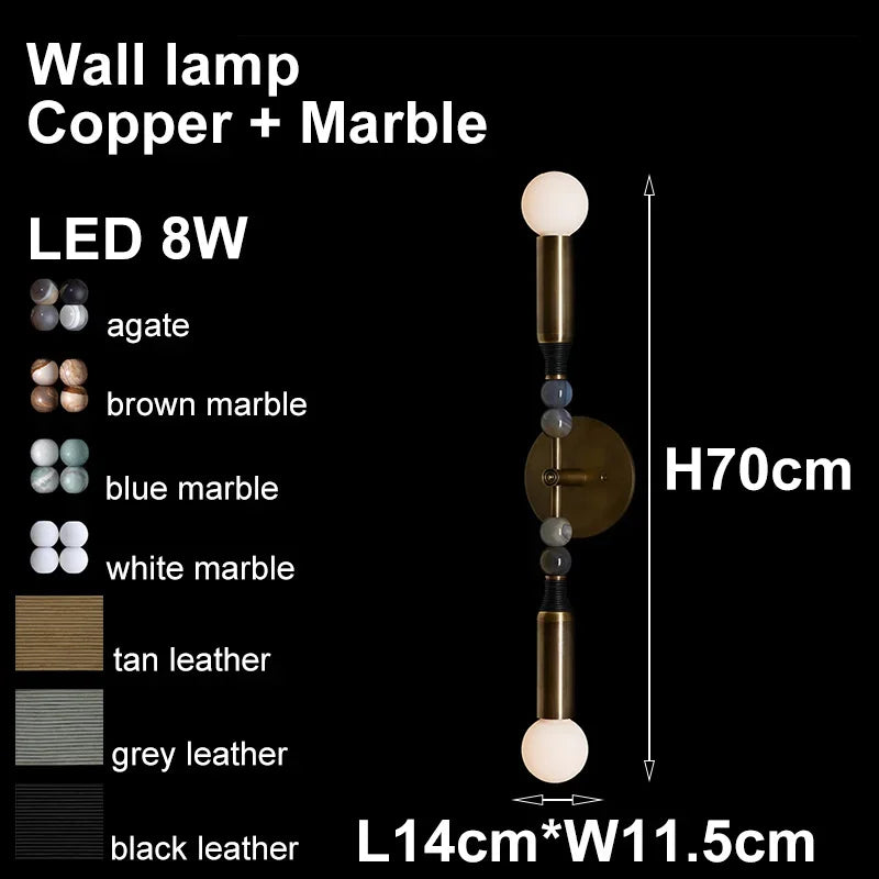 Afralia™ Bronze Marble Copper Wall Lamp for Artistic Indoor Lighting