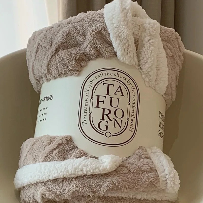 Afralia™ Cozy Jacquard Coral Fleece Blanket