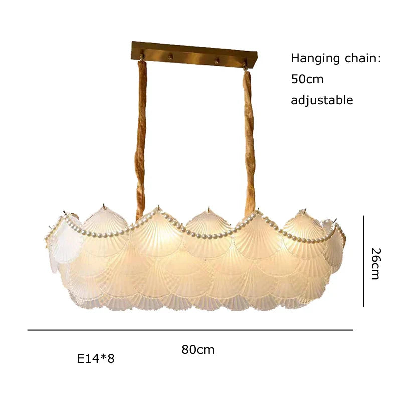 Afralia™ Shell Glass Gold Lustre LED Chandelier - Luxury Hanging Lamp