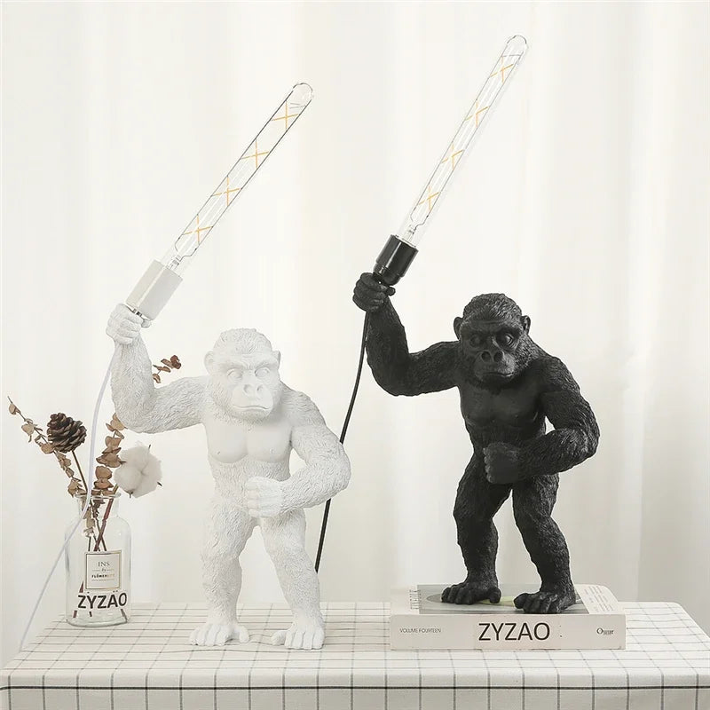 Afralia™ Resin Monkey Table Lamp: Decorative Gorilla Bedroom Light Fixture
