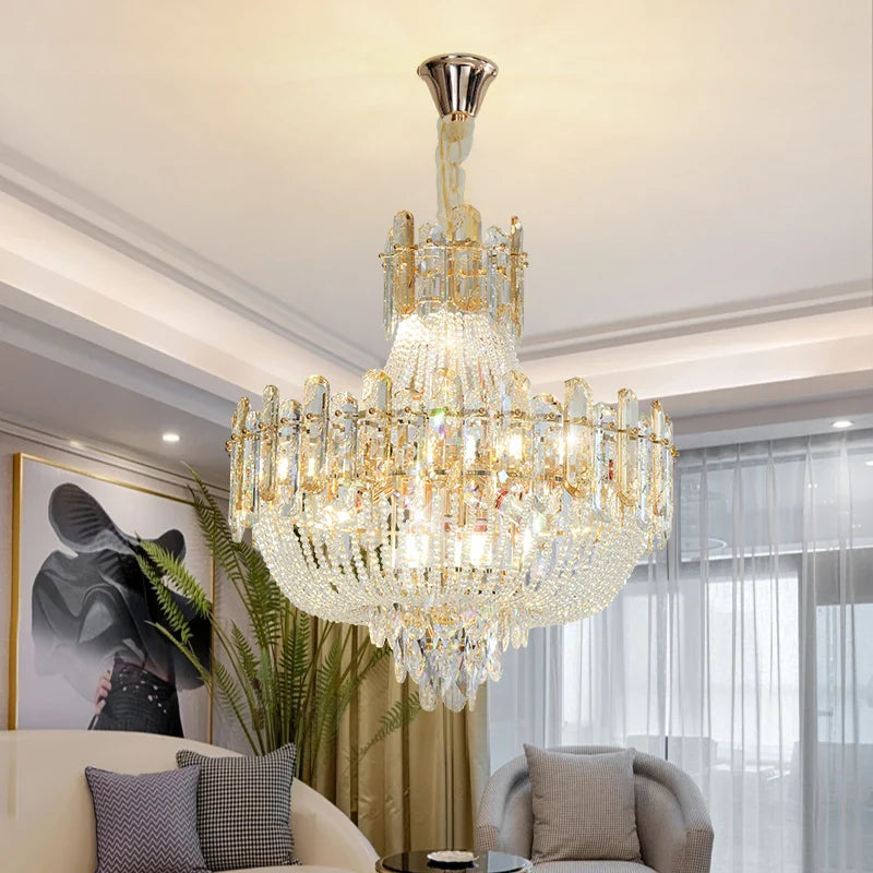 Afralia™ Light Luxury Crystal Ceiling Chandelier in Amber & Smoky Grey, LED Elegant Lustre