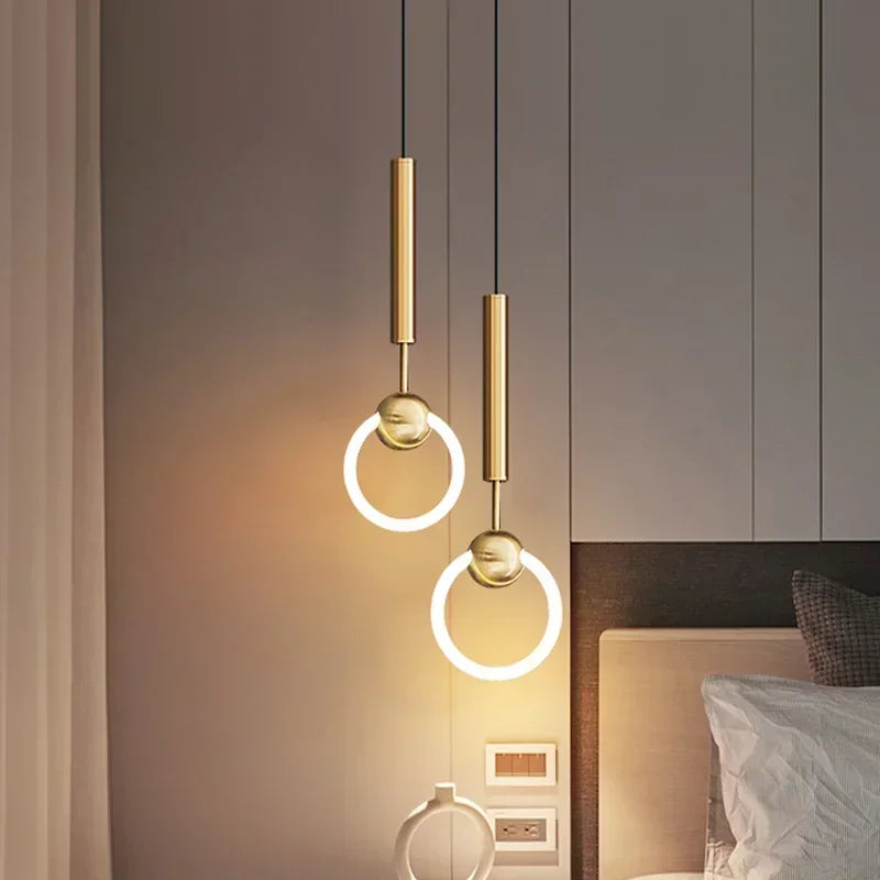 Afralia™ Nordic Luxury LED Chandelier Black Gold Hanging Lamp