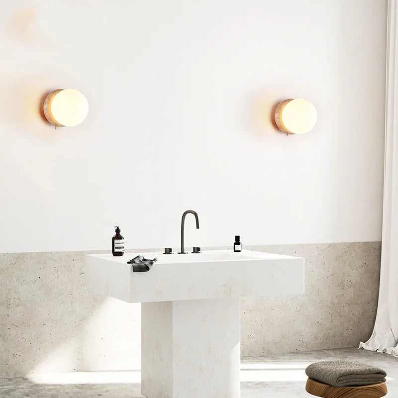 Afralia™ LED Glass Wall Lights with Pull Chain Switch for Restaurant Living Room