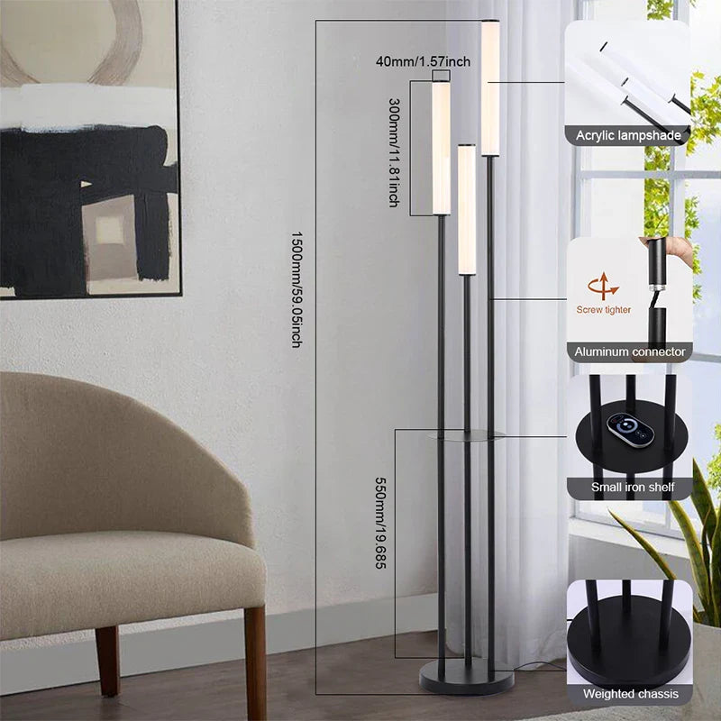 Afralia™ Modern LED Storage Floor Lamp with Dimmable Lighting & Remote Control