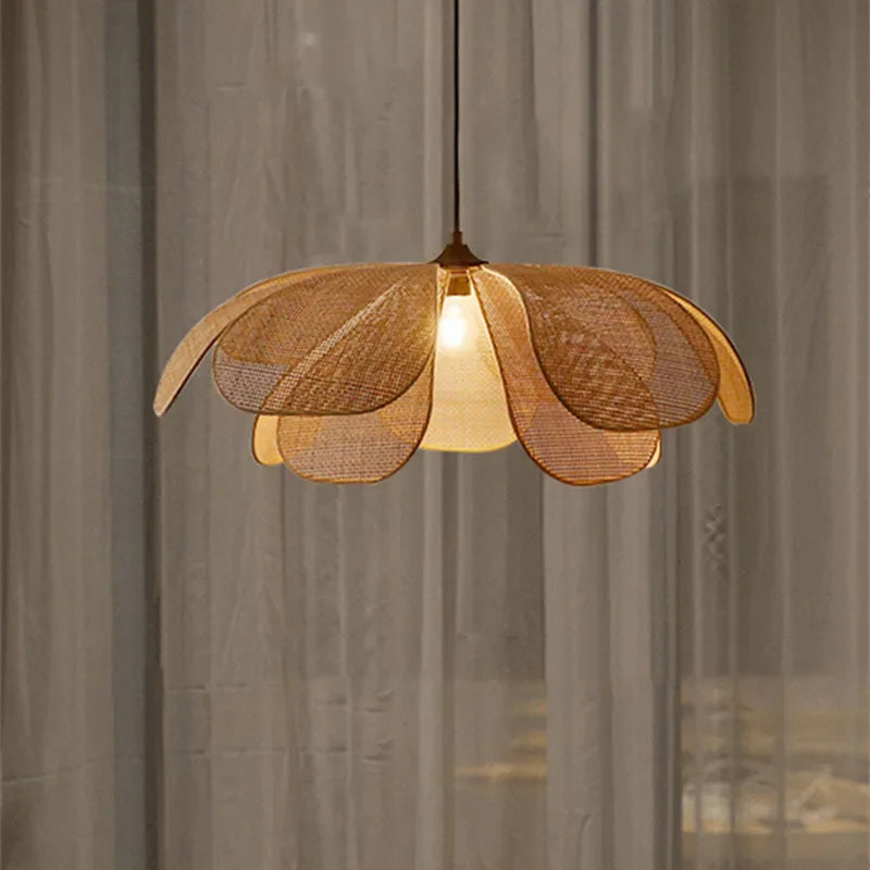 Afralia™ Rattan Flower Chandelier Pendant Light for Home Office Decor