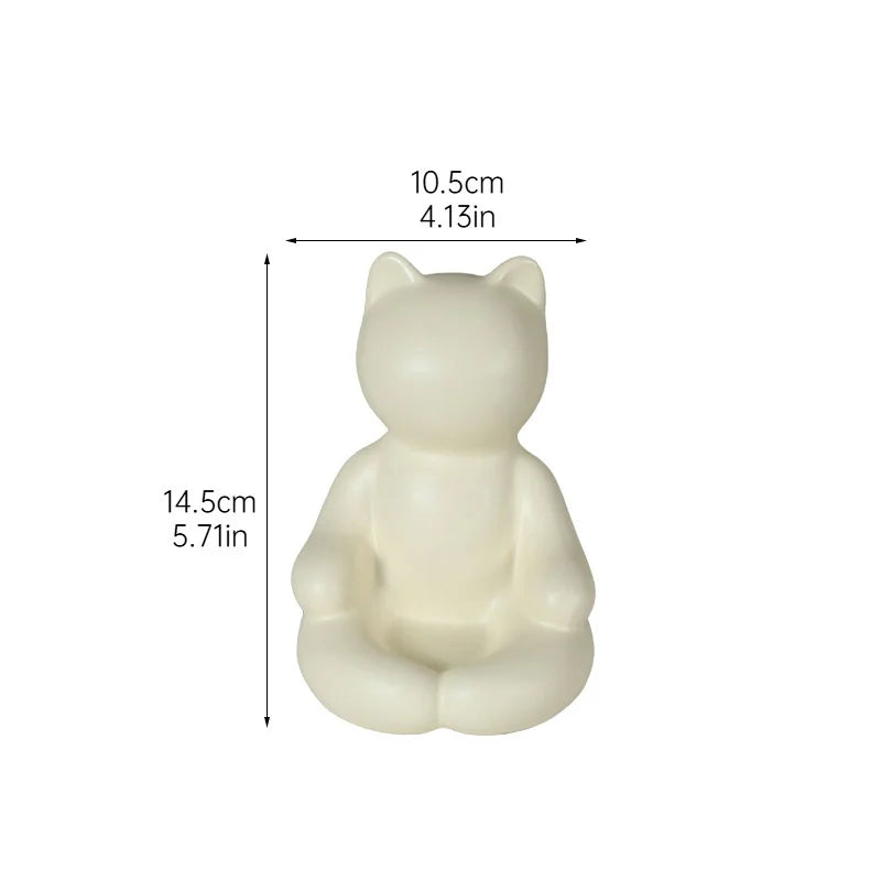 Afralia™ Yellow Yoga Cat Candle Holder Ceramic Aroma Diffuser Home Decoration