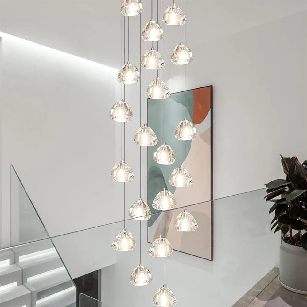 Afralia™ Crystal Ball Chandelier: Modern LED Stair Chandelier for Living Room and Kitchen