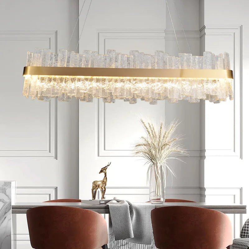 Afralia™ Golden Crystal Chandelier LED Pendant Light - Luxury Modern Glass Lighting