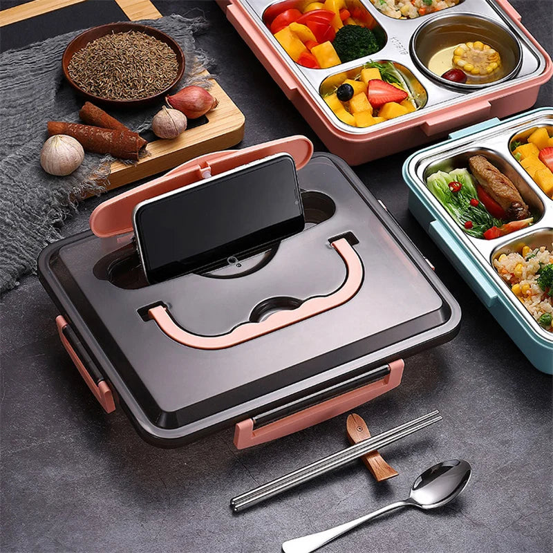 Afralia™ Stainless Steel Insulation Lunch Box Set - Portable, Microwave Safe