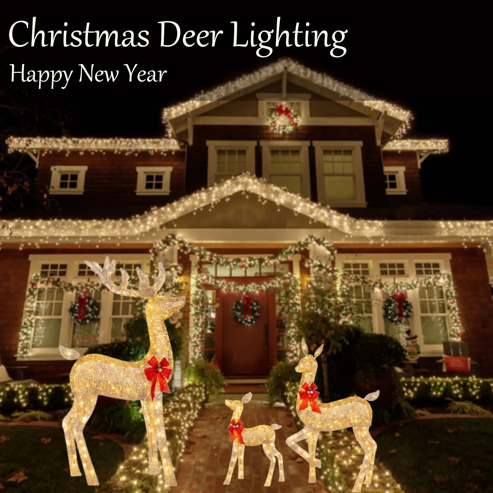Afralia™ Christmas Reindeer Elk LED Light Outdoor Decor Sculpture