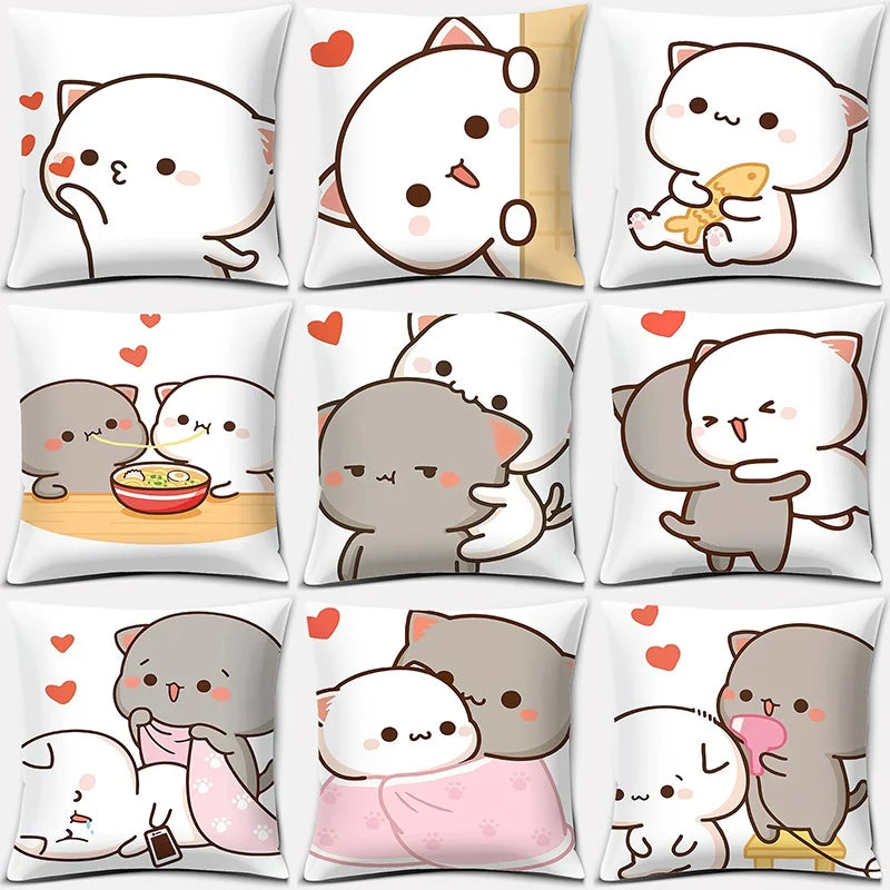 Peach Cat Decorative Pillow Case by Afralia™ - Soft Cushion Cover for Home Sofa