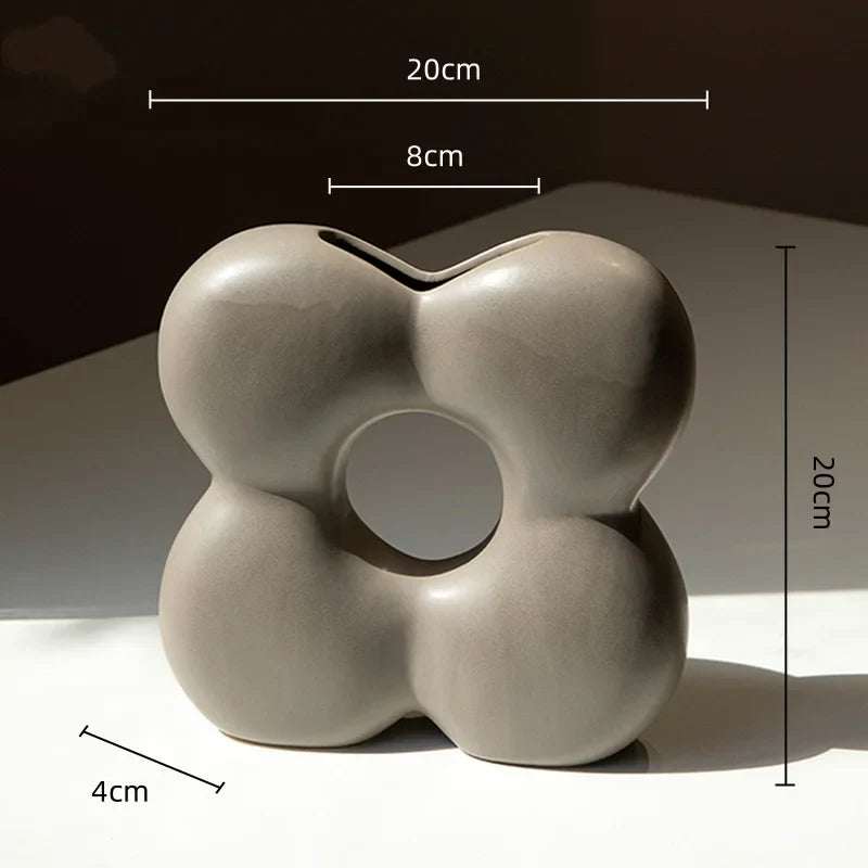 Afralia™ Geometric Petals Ceramic Vase for Home Decor and Flower Arrangement