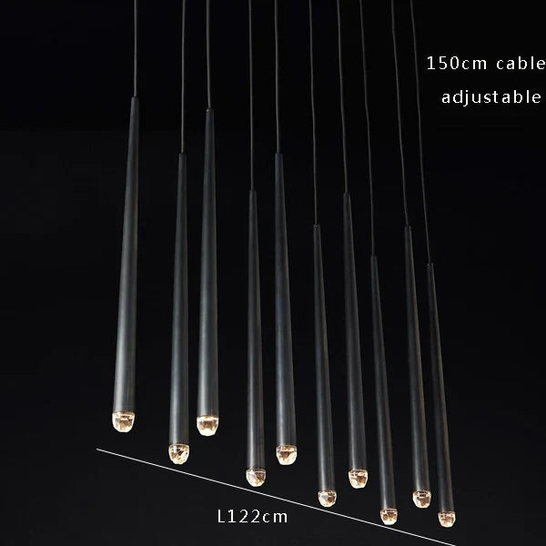 Afralia™ Modern Black Crystal Pendant Lights Dining Room Decor Fixture Luxe Design