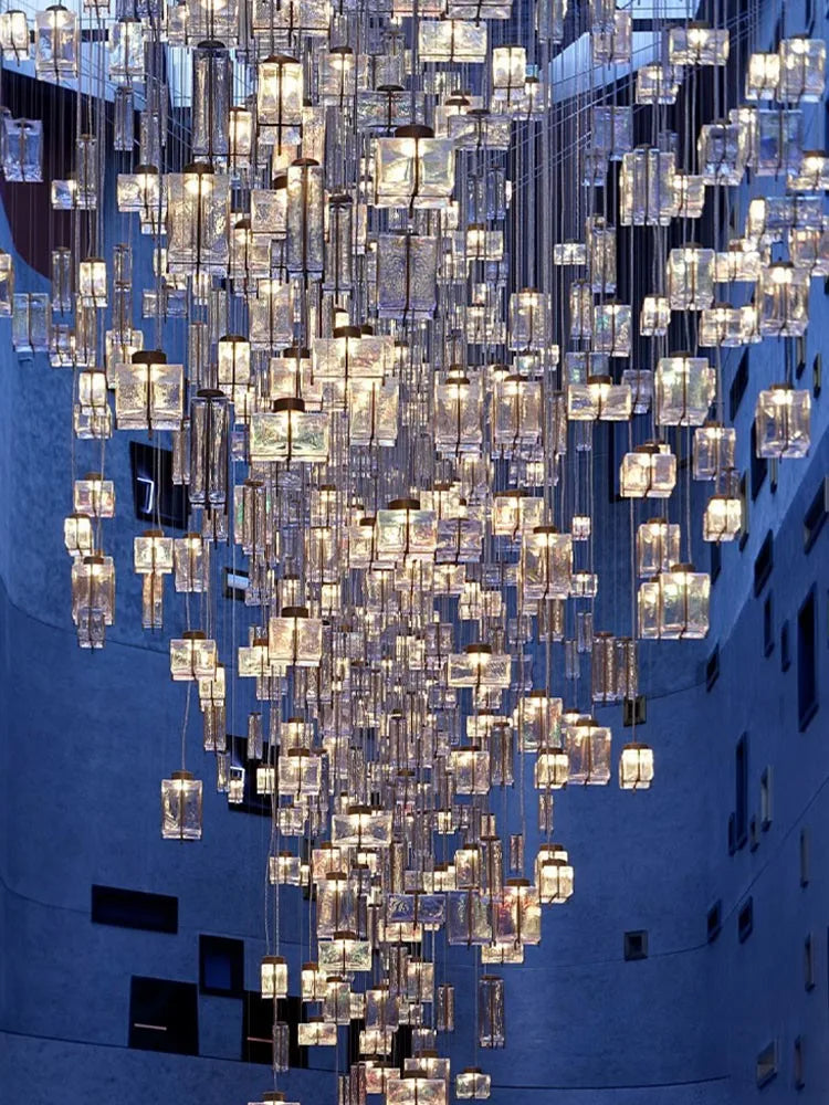 Afralia™ Crystal Cube Pendant Light: Modern Designer Chandelier for Home & Hotel Settings