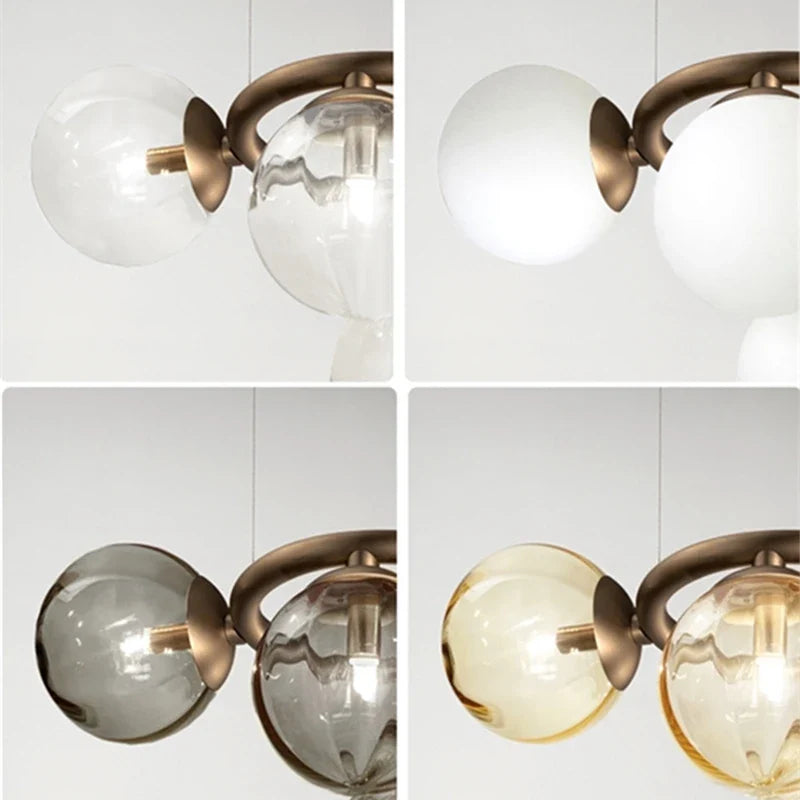 Afralia™ Black Magic Bean Ceiling Chandelier with Golden Lamp Body Glass Pendant Light