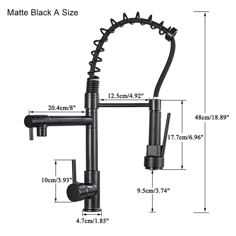 Afralia™ Black Brass Kitchen Faucet with Dual Spout, 360 Rotation, Deck Mounted