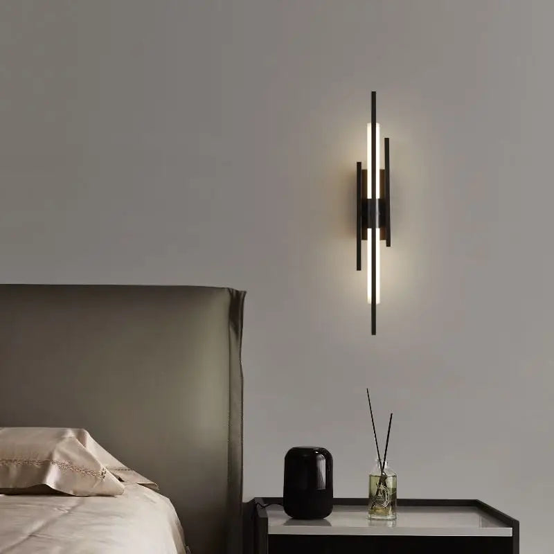 Afralia™ Minimalist LED Wall Sconce Light - Brass Gold Black Long Strip Wall Lamp