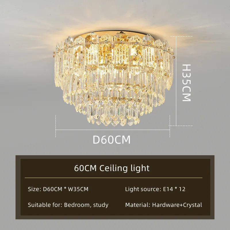 Afralia™ Luxury Crystal Chandelier Modern Ceiling Light for Bedroom Living Room Hall Hotel