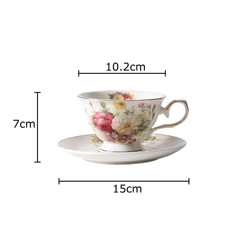 Afralia™ Elegant Floral Ceramic Cup & Saucer Set