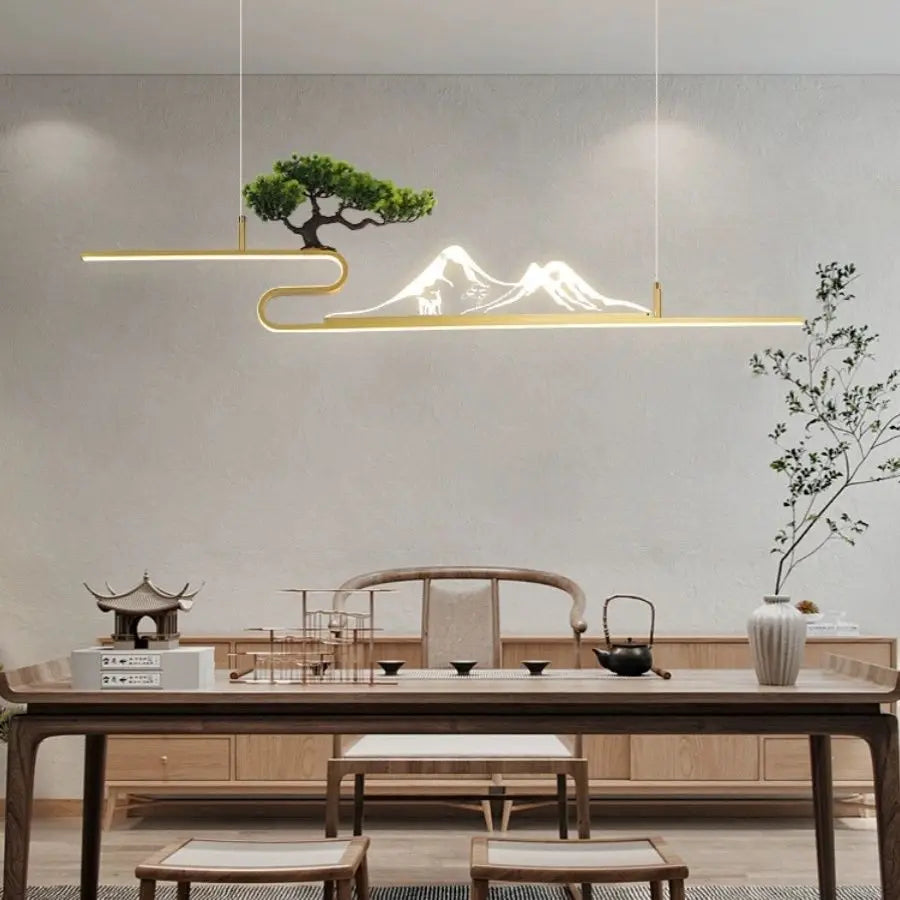 Afralia™ Acrylic Mountain Peak Pendant Lights for Chinese Living Room Study Zen Restaurant