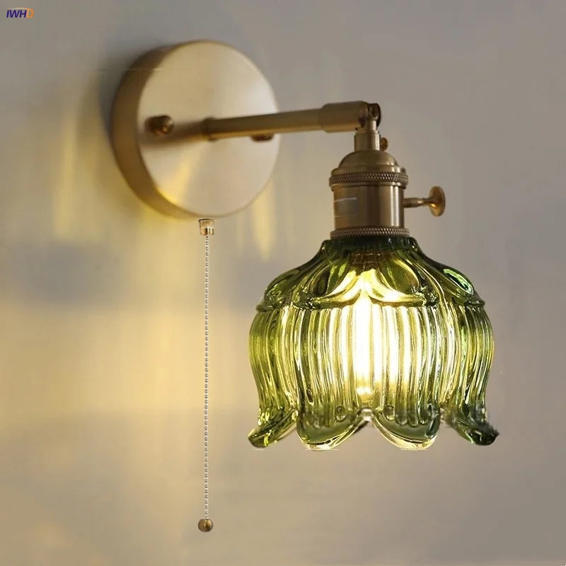 Afralia™ Modern Copper LED Wall Light with Rotate Feature & Pull Chain Switch